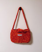 Handgemaakte oranje tas van gerecycled garen – Amara Midi Shoulder Bag – Femme Flair